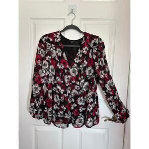 Torrid size 00 Floral boho V-neck long sleeve tunic top